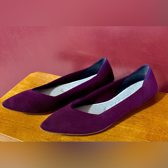 Rothy’s Aubergine Purple Merino The Point Flats Slip On shoes women size 8.5 - Picture 3 of 8